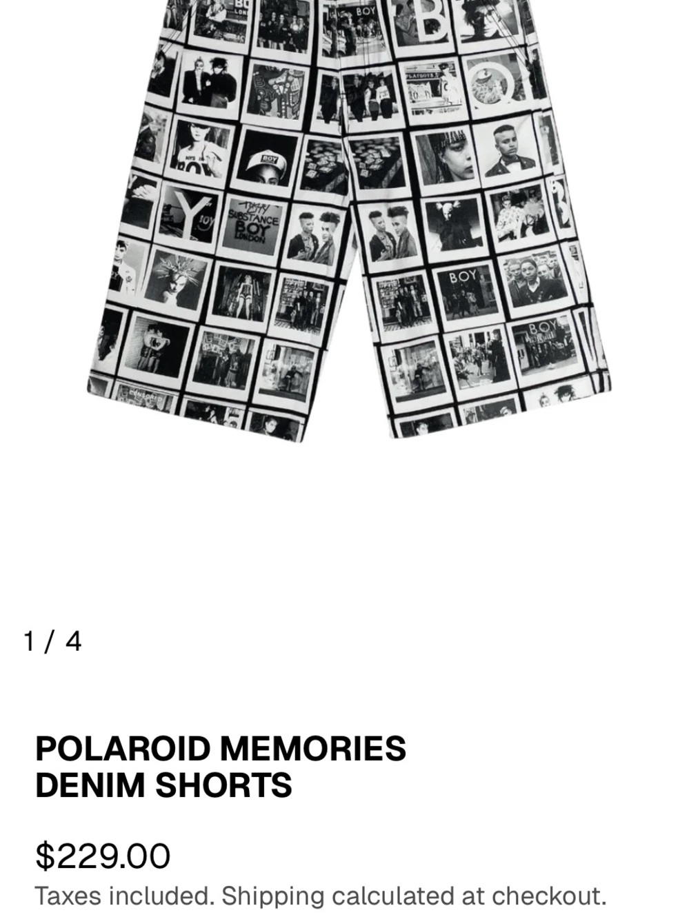 BOY LONDON Polaroid Memories Black & White Flat Front Men’s Shorts NWT